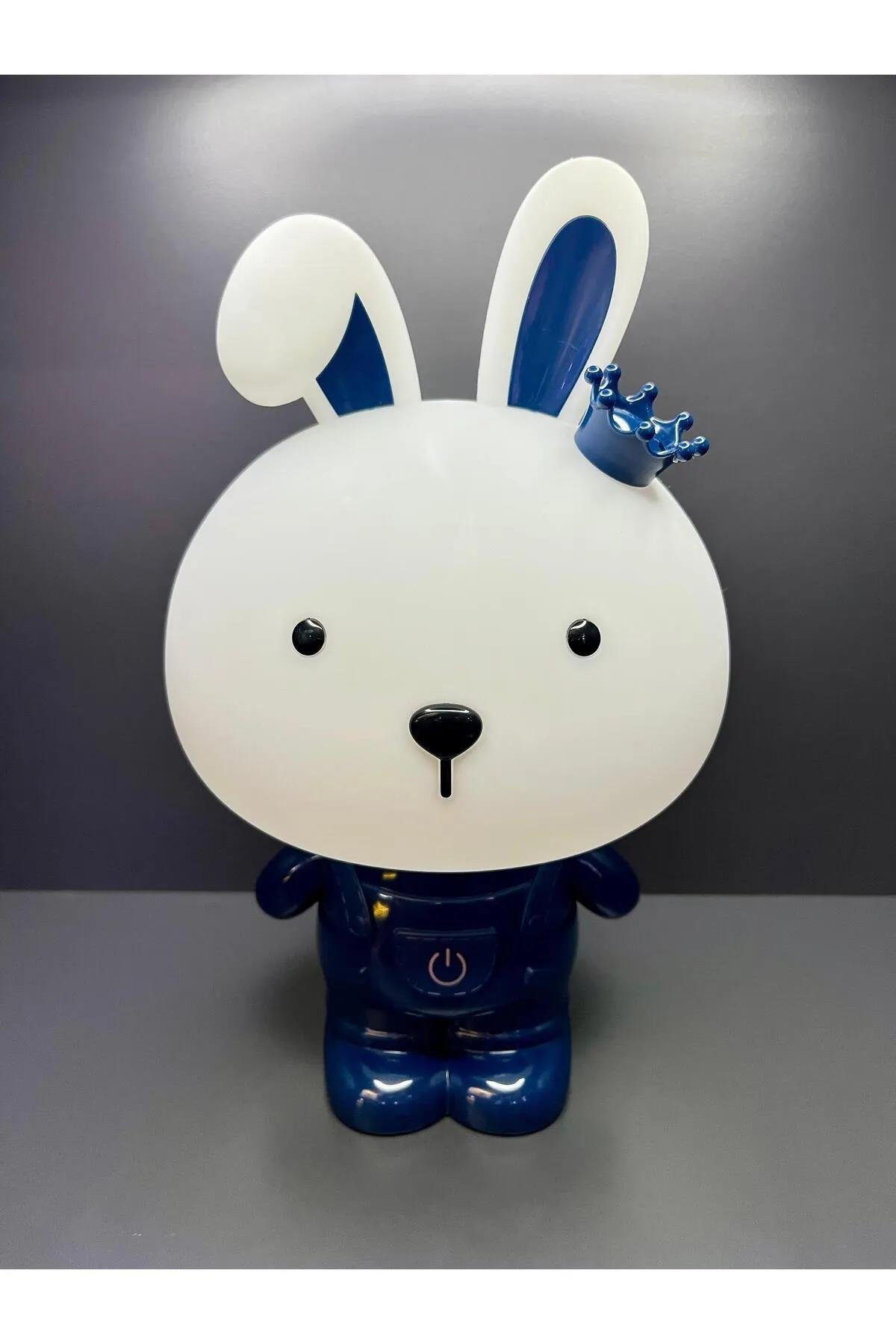 Jaju Baby Mavi Sevimli Tavşan Gece Lambası Büyük Boy Ayarlanabilir Işık Özellikli  23x15