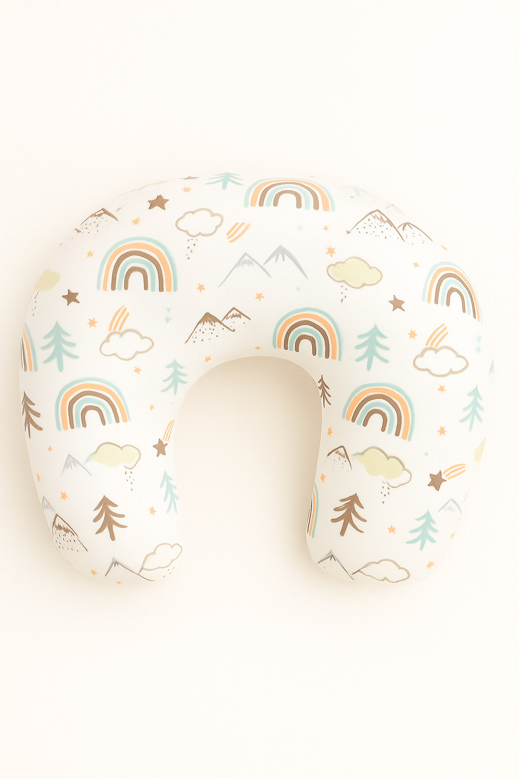 Jaju Baby Mavi Wafle Pike Kumaş Geyik Tasarım Ponponlu Emzirme Yastığı - Destek Minderi