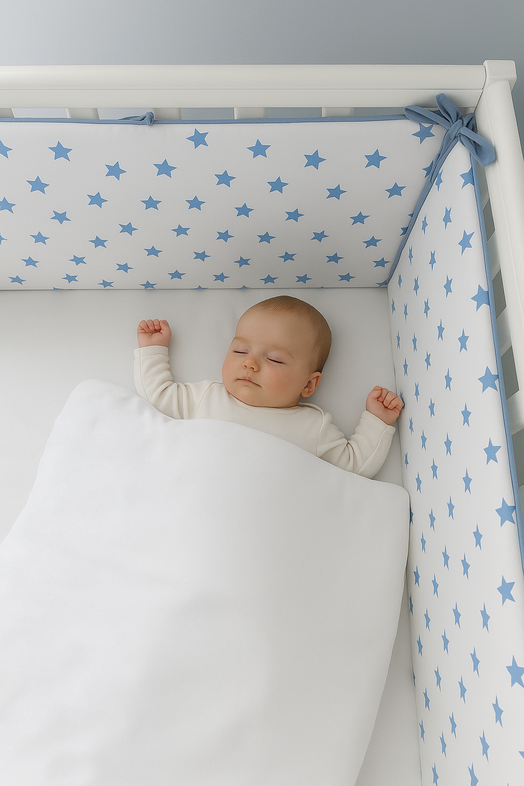 Jaju Baby Mavi Yıldız Tasarım Özel Ölçü Beşik Kenar Koruma ( 4 Kenar )