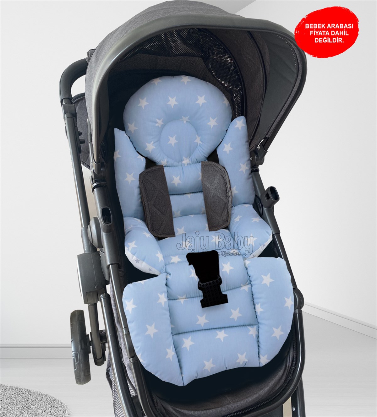 Jaju Baby Mavi Yıldızlı Bebek Arabası Minderi