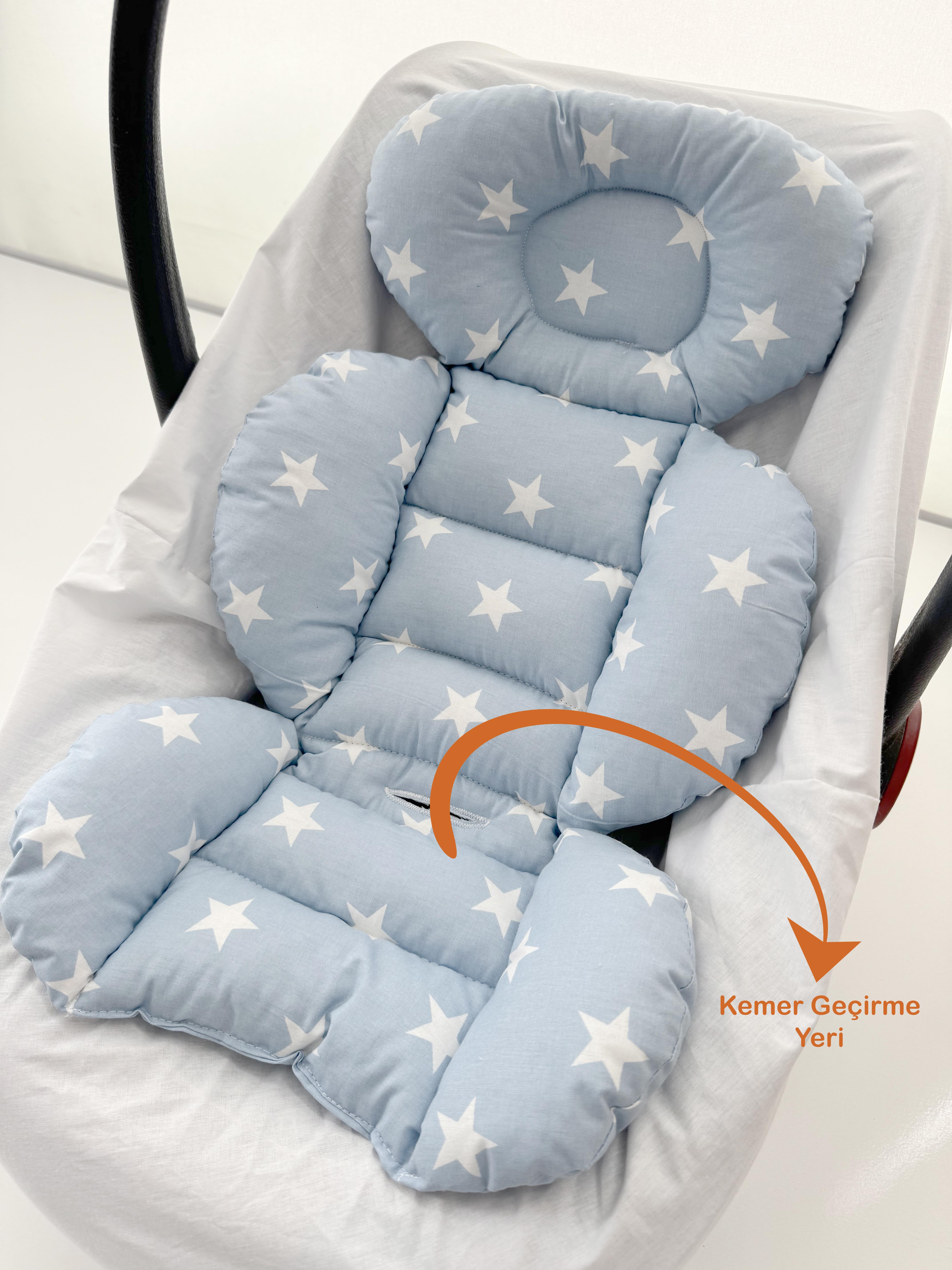 Jaju Baby Mavi Yıldızlı Oto Koltuğu Minderi - Puset Minderi