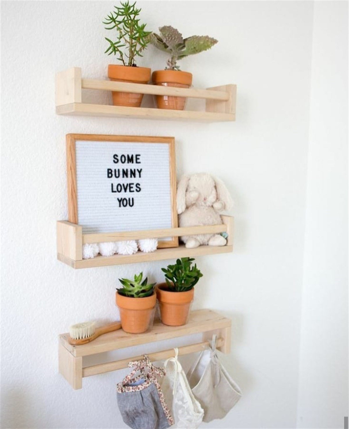 Jaju Baby Montessori Kitaplık Çocuk Odası Duvar Rafı Ahşap Kitaplık Raf 3 Adet