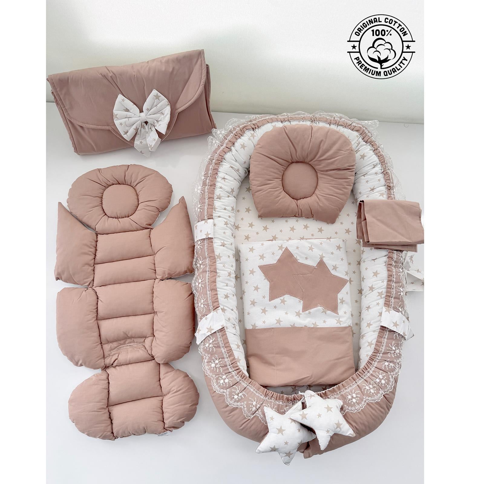 Jaju Baby Nest Gri Zikzaklı 8 Parça Babynest Set