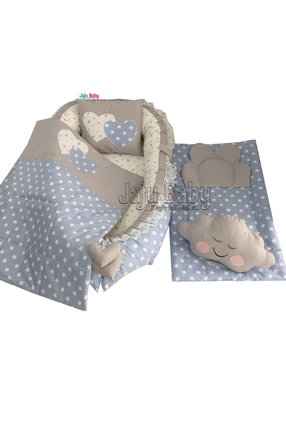 Jaju Baby Nest Mavi Yıldızlı Ortopedik Altaçma v Babynest Set
