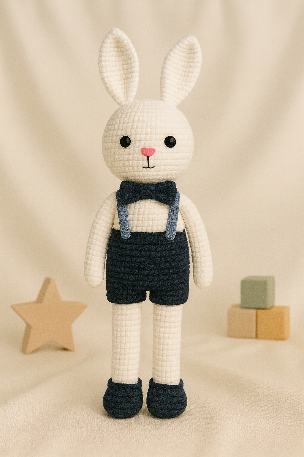 Jaju Baby Papyonlu Tavşan Amigurumi Oyuncak 33 cm