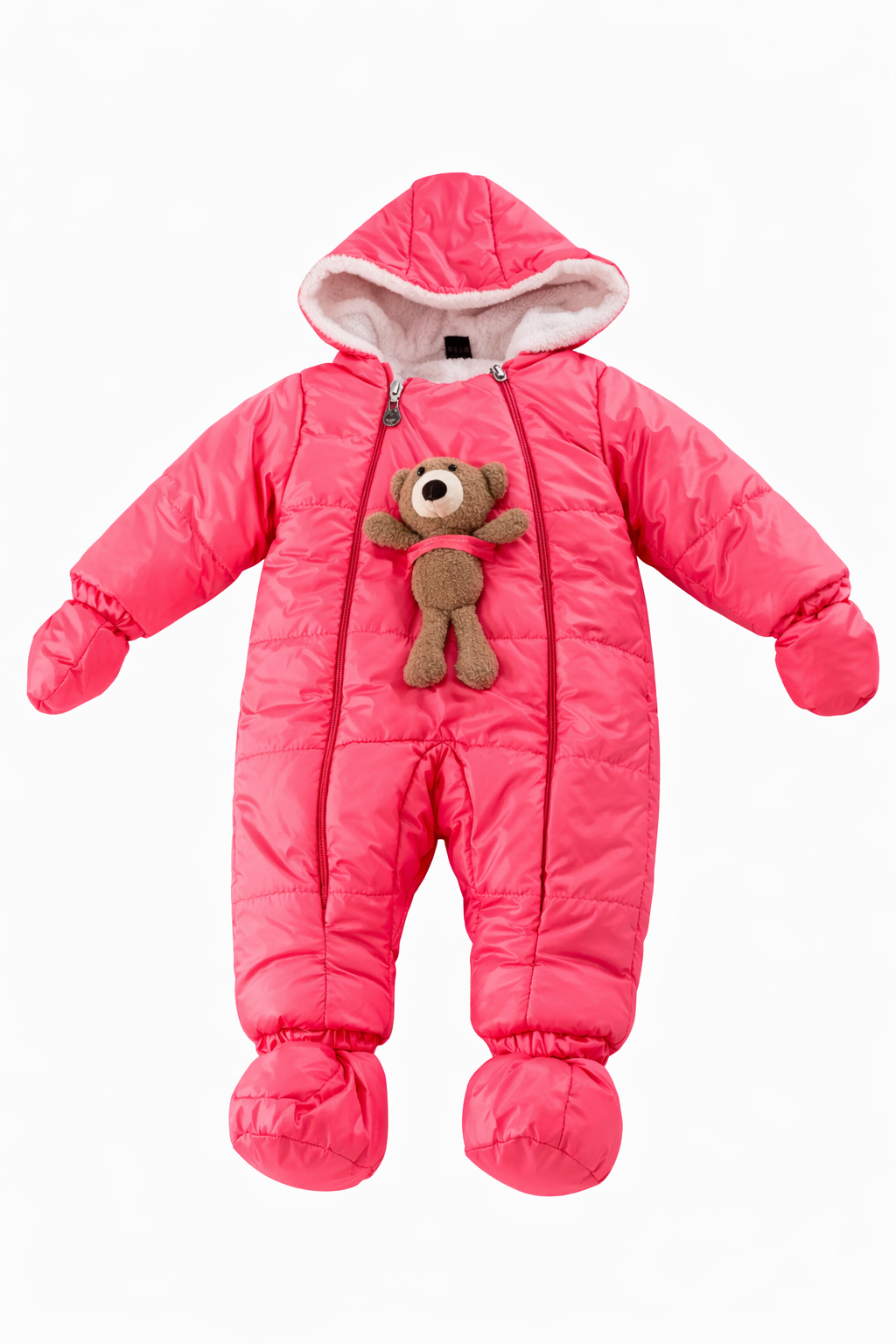 Jaju Baby Pembe Ayıcıklı İçi Polar Astronot Tulum