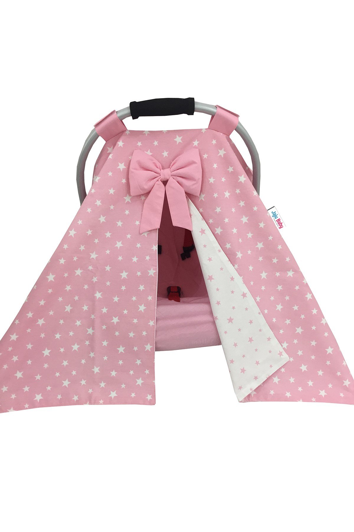 Jaju Baby Pembe ve Yıldızlı Kombinli Puset Örtüsü ve İç Kılıfı