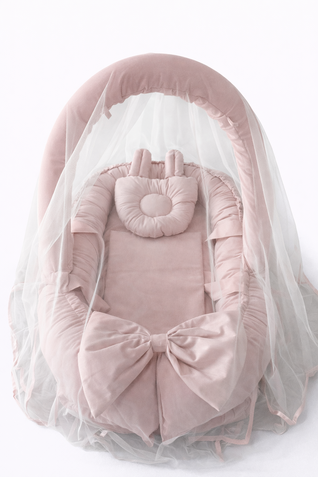 Jaju Baby Pudra Kulaklı Cibinlik ve Oyuncak Aparatlı Lüx Tasarım Babynest