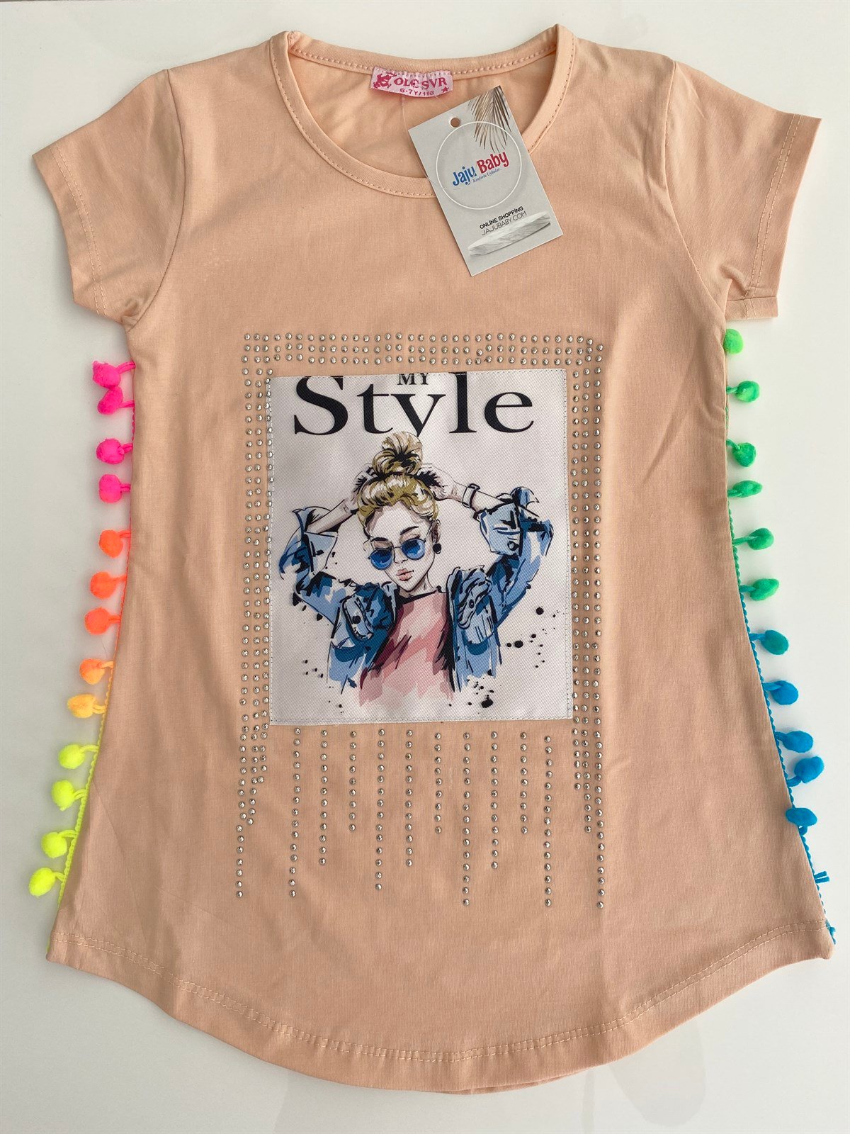 Jaju Baby Pudra Ponpon Kız Çocuk T-shirt