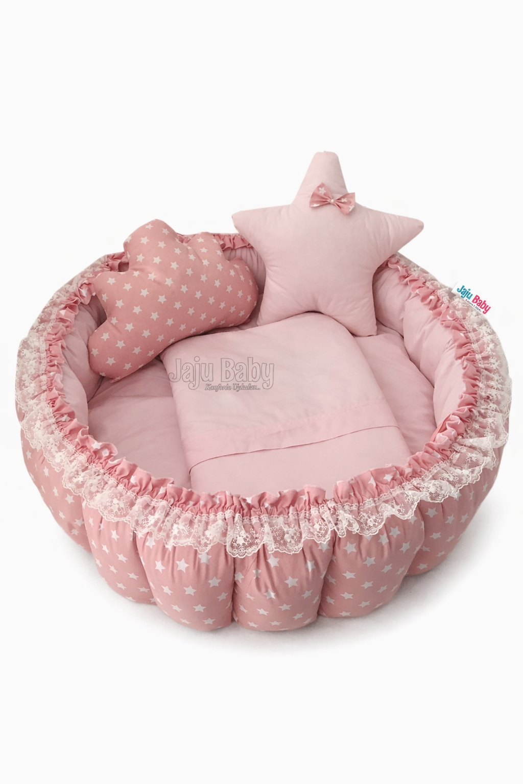 Jaju Baby Pudra Yıldızlı Açılır Kapanır Oyun Minderi  Yorgan Bebek Yuvası