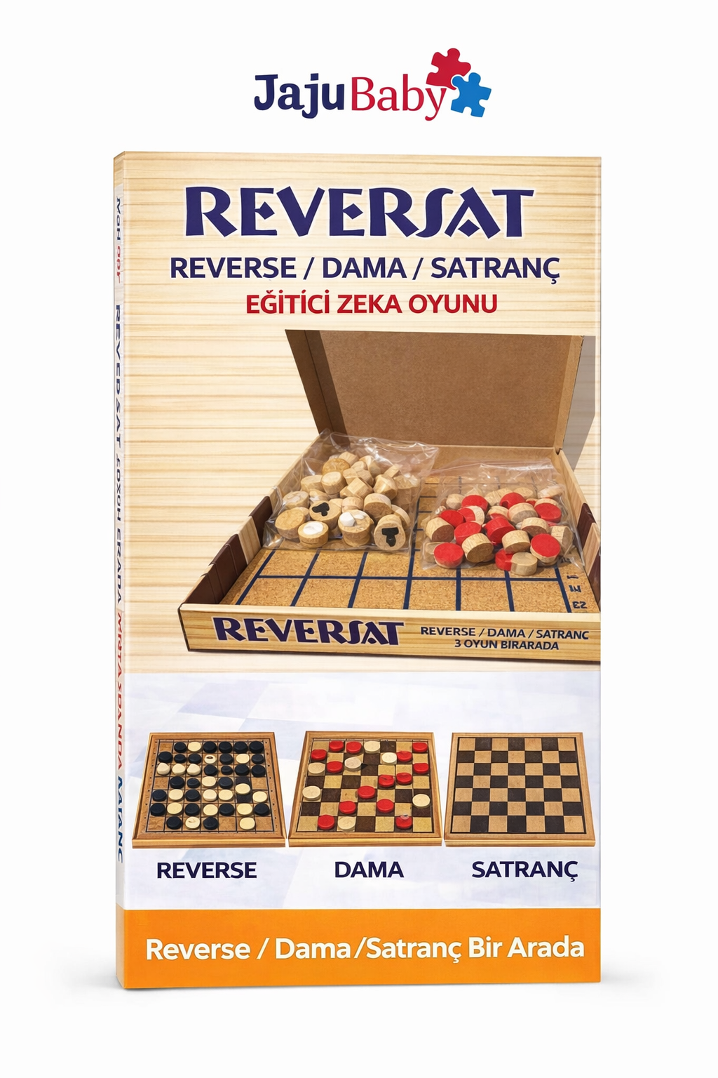 Jaju Baby Reverse / Dama / Satranç 3'ü Bir Arada Eğitici Zeka Oyunu