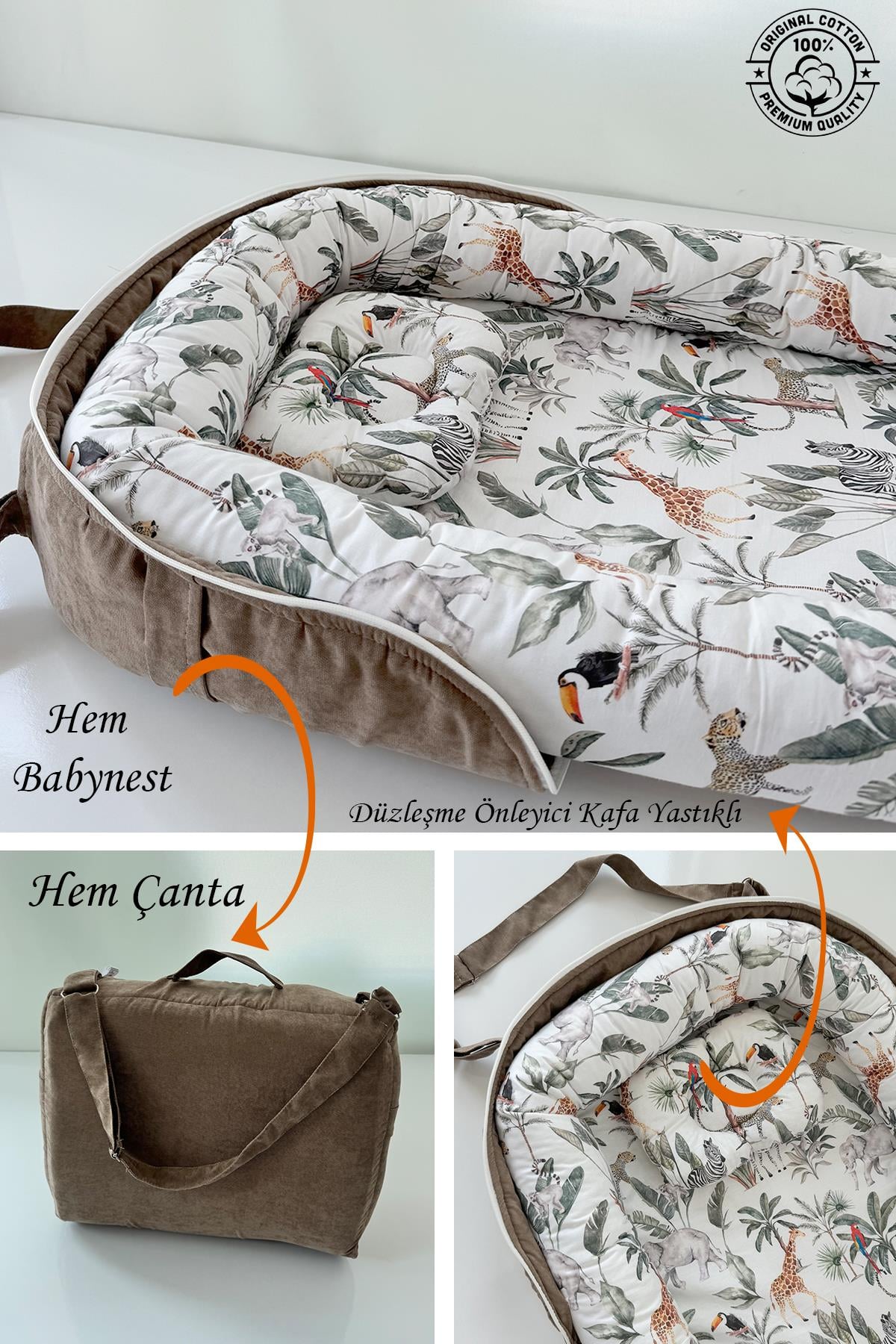 Jaju Baby Safari Çantalı Babynest Taşınabilir Anne Yanı Babynest