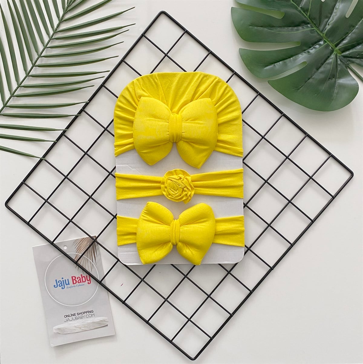 Jaju Baby Sarı Bone Saç Bandı Üçlü Set