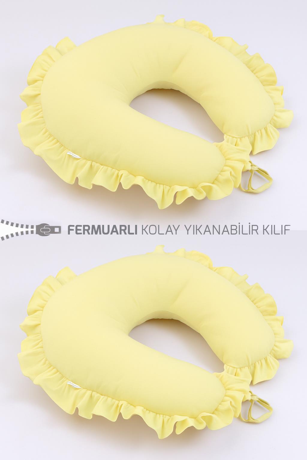 Jaju Baby Sarı Fırfırlı Emzirme Yastığı / Destek Minderi