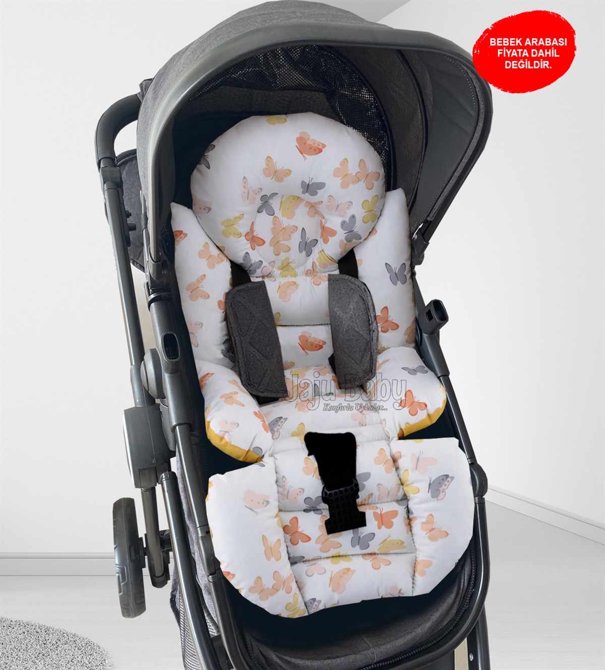 Jaju Baby Sarı Kelebekli Bebek Arabası Minderi