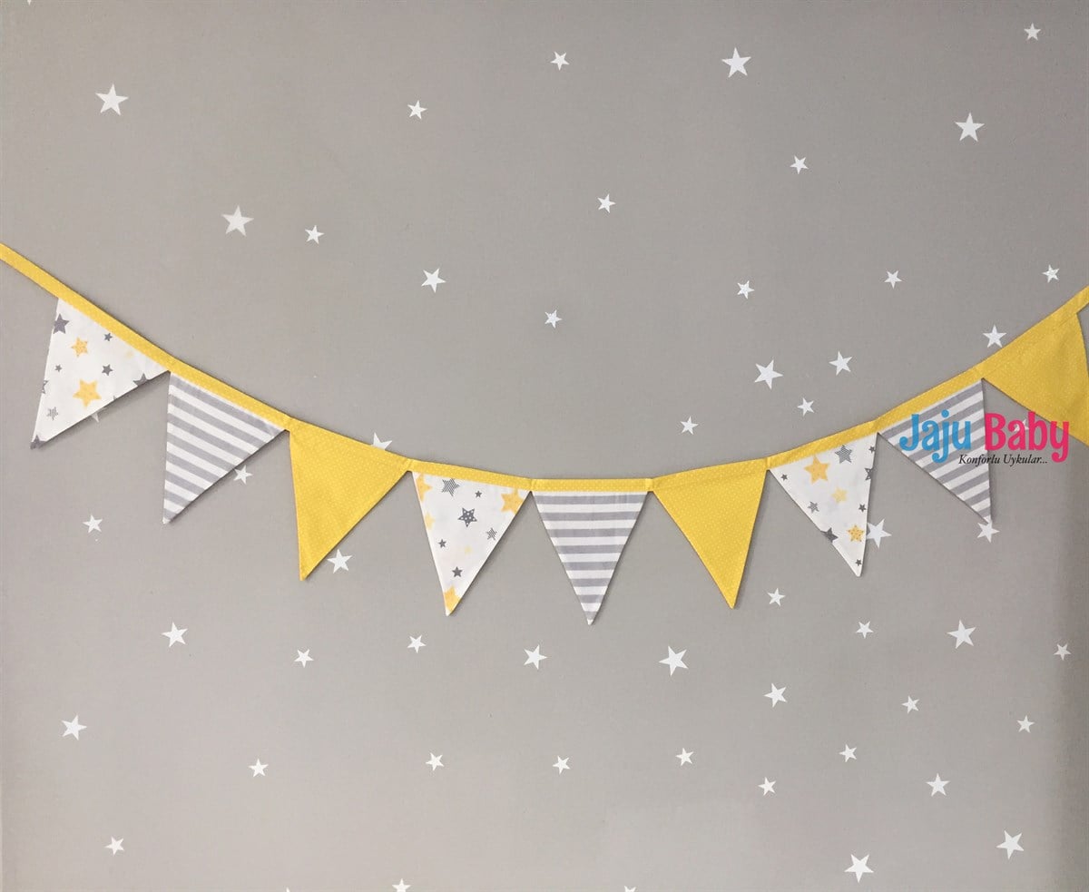 Jaju Baby Sarı Yıldızlı Bebek/Çocuk Odası Flama