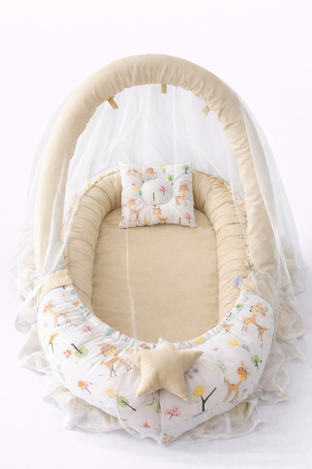 Jaju Baby Sevimli Ceylan Cibinlik ve Oyuncak Askılı Lüx Tasarım Babynest