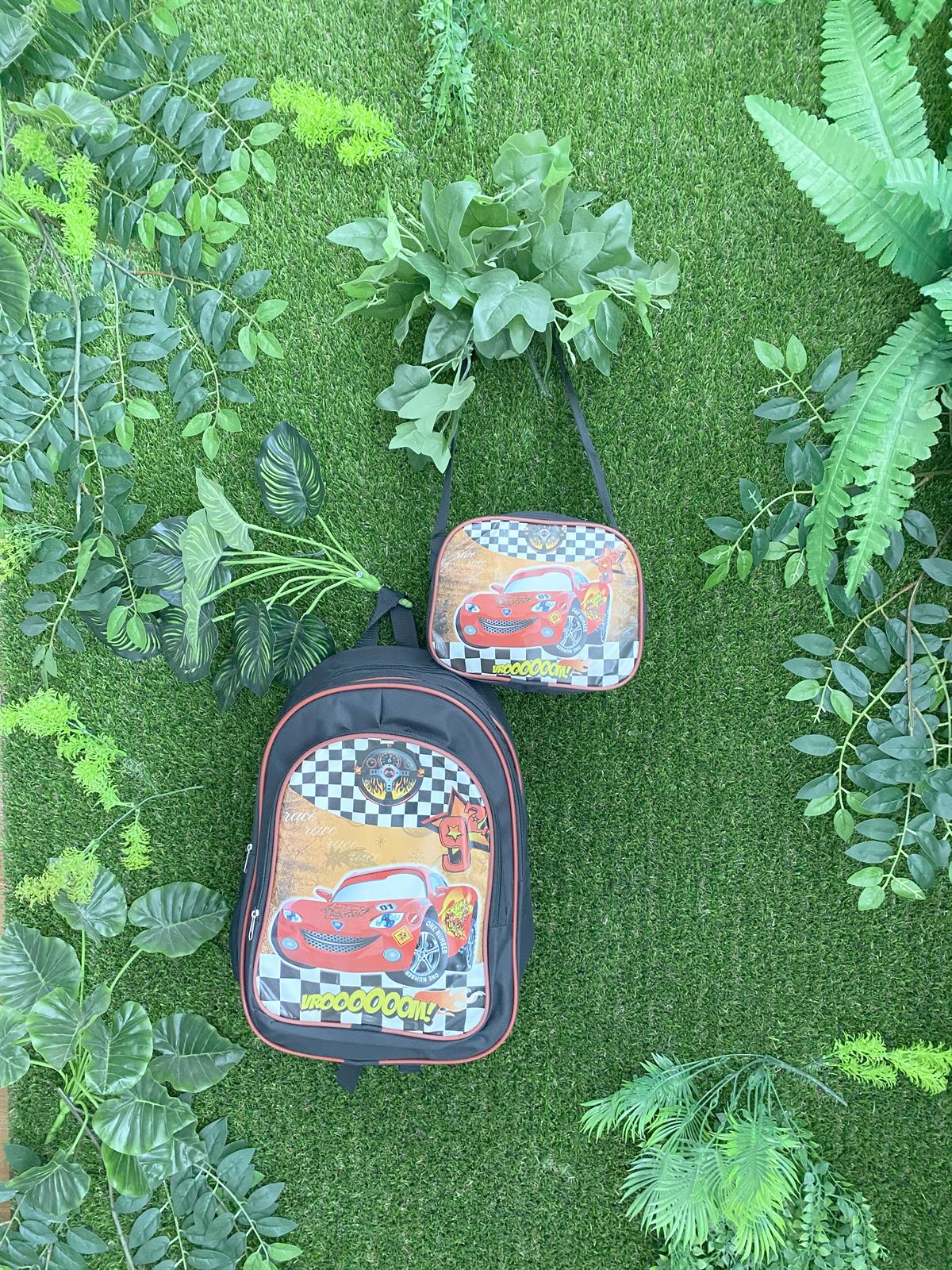Jaju Baby Siyah Mcqueen Araba Desenli Sırt Ve Beslenme Çantası