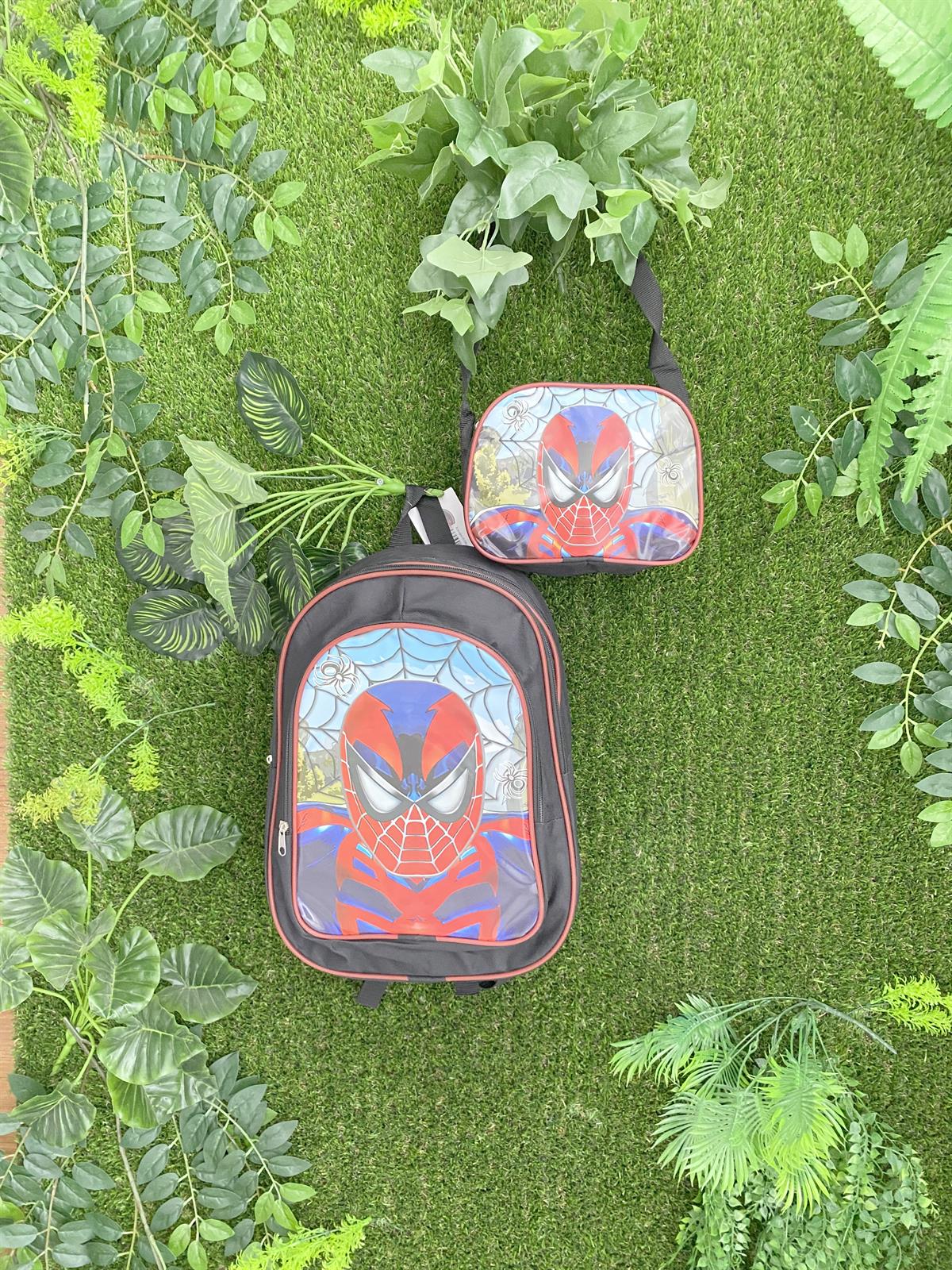 Jaju Baby Siyah Örümcek Adam Desenli Sırt Ve Beslenme Çantası