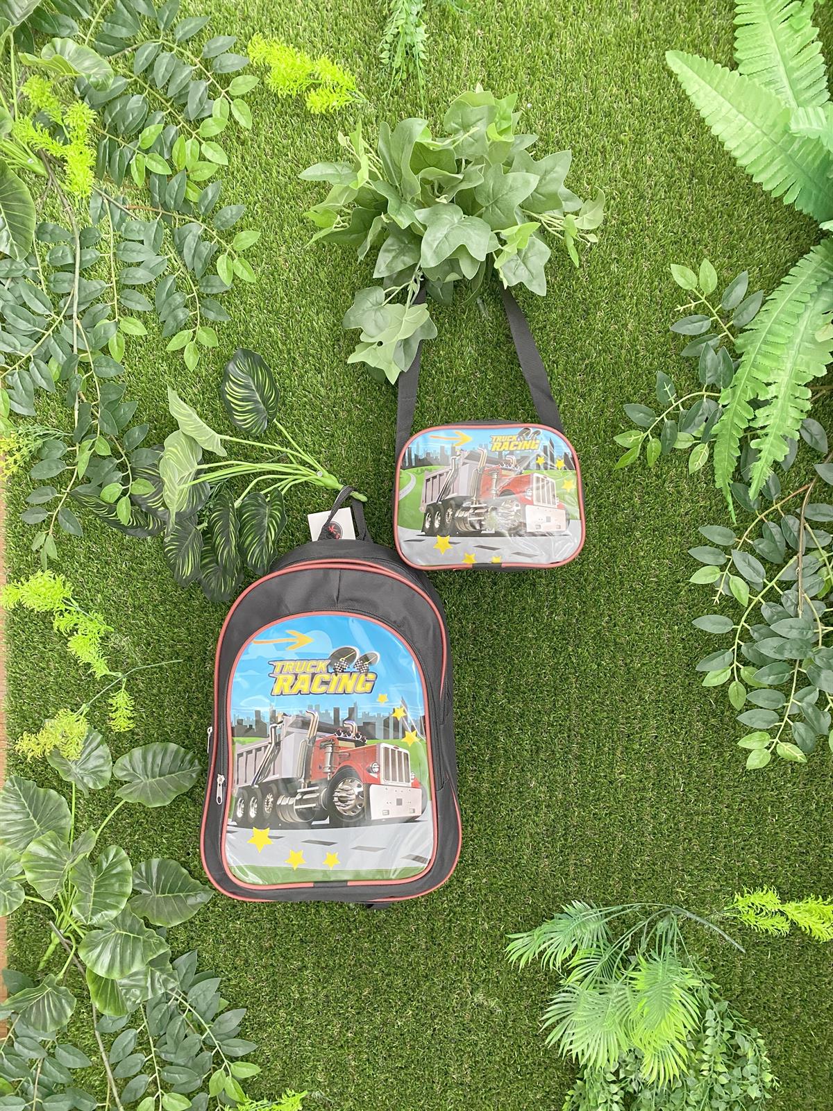 Jaju Baby Siyah Truck Racing Yazılı Sırt Ve Beslenme Çantası