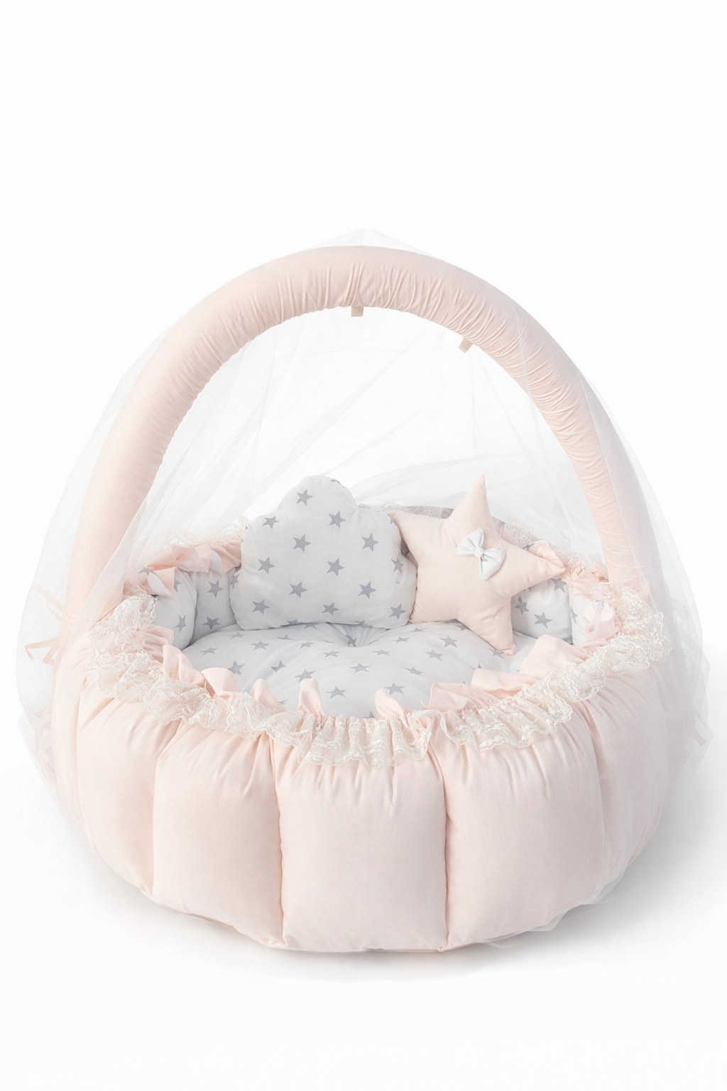 Jaju Baby Somon Renk Açılır - Kapanır Oyun Minderi Cibinlik Aparatlı Babynest