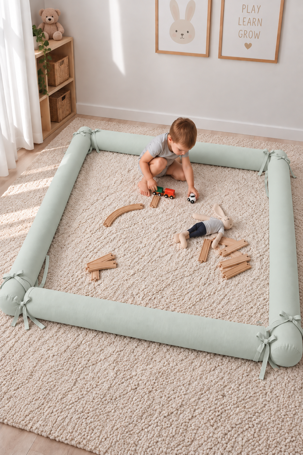 Jaju Baby Su Yeşili Montessori Yatak Bariyer Beşik Kenar Koruma Özel Ölçü