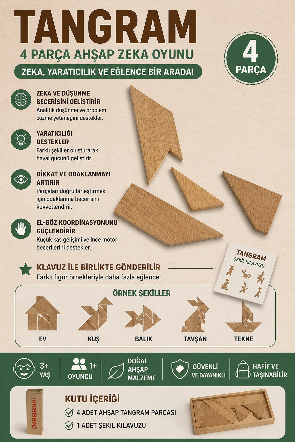 Jaju Baby T-Tangram Seçmeli Zeka Oyunu Geometrik - Mekanik Oyun