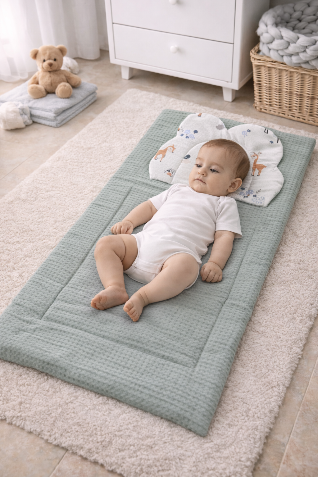 Jaju Baby Wafle Pike Kumaş Ceylan Tasarım Altaçma Minderi