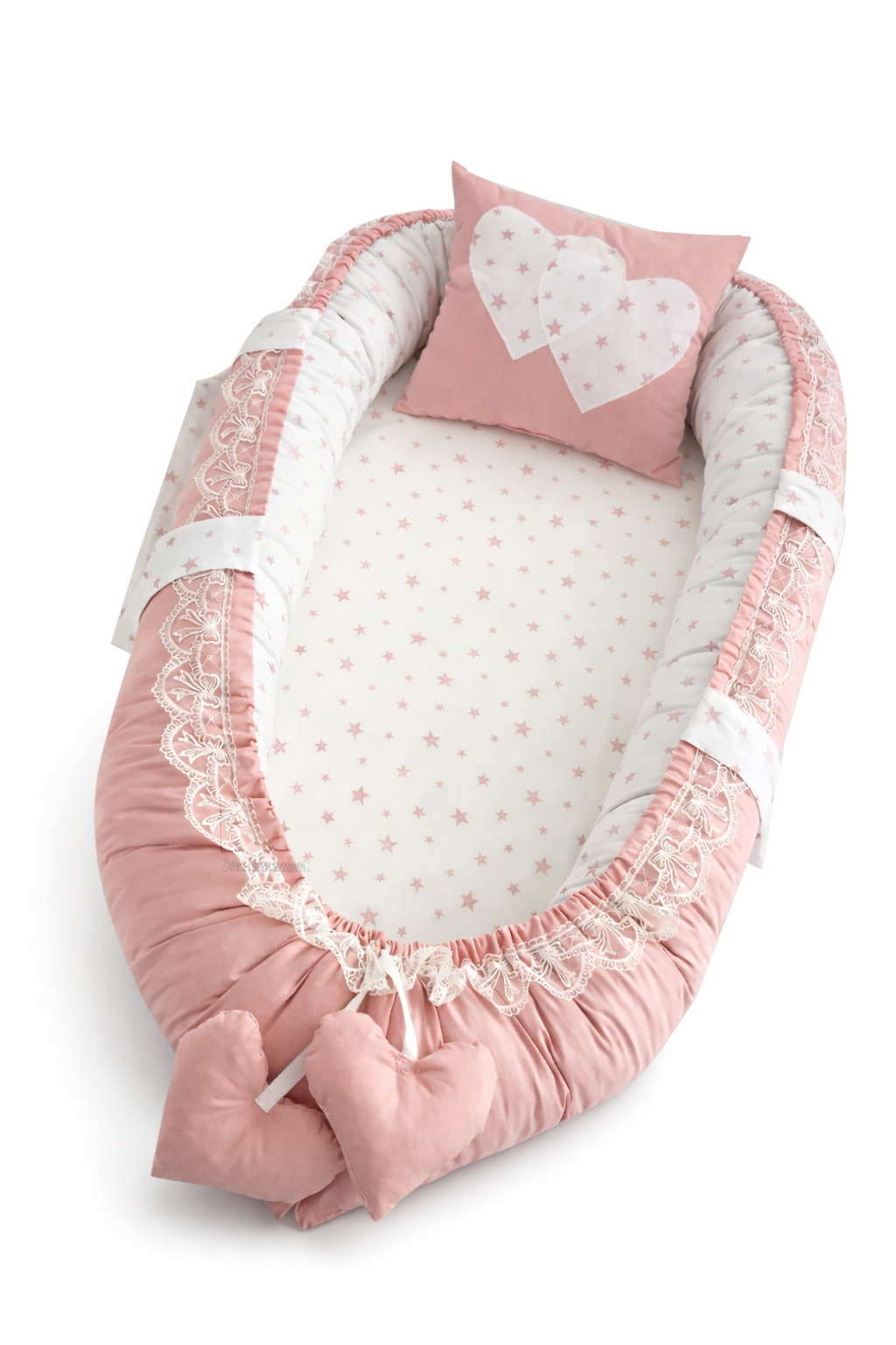 Jaju Babynest Düz Pudra Yıldızlı Lüx Ortopedik Bebek Yatağı