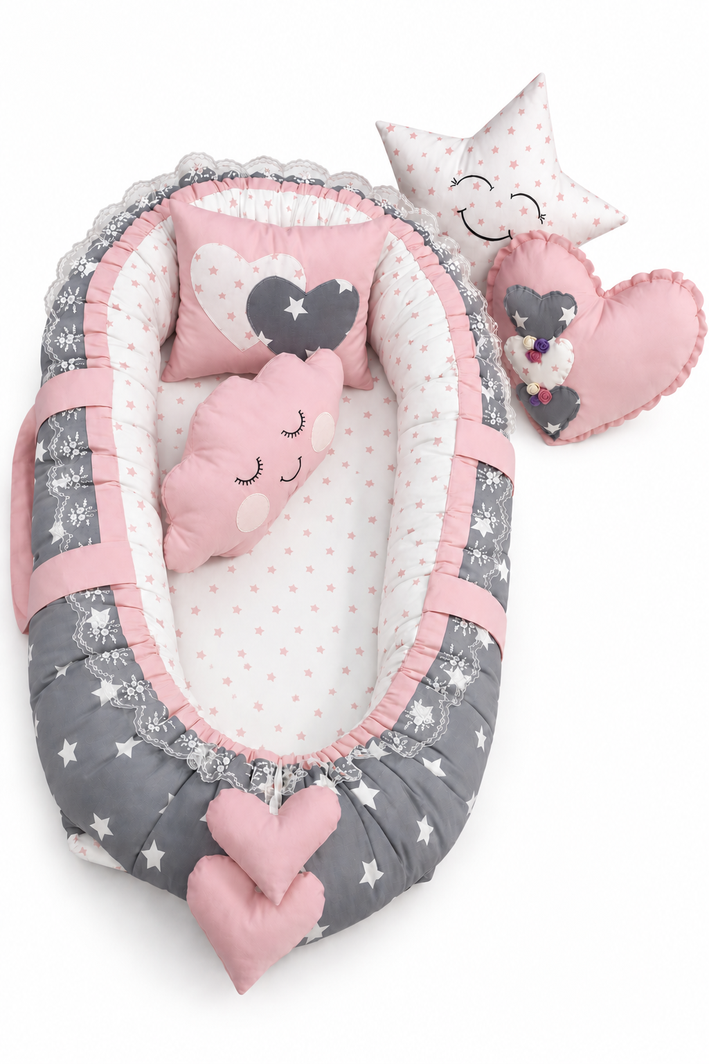 Jaju Babynest Gri Pembeli Lüx Ortopedik Baby Nest Set