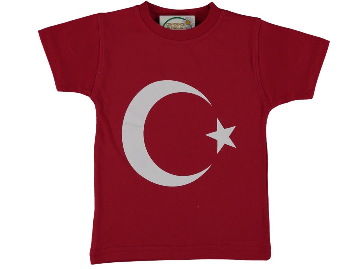 Kırmızı Beyaz Ay Yıldız Kısakol Çocuk T-shirt