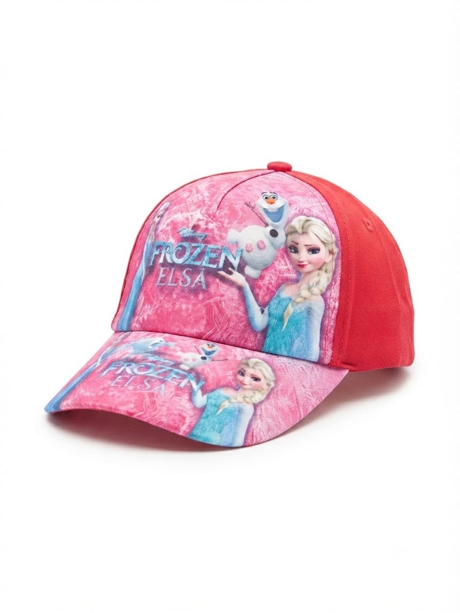 Kız Çocuk Yazlık Beyzbol Şapka – Frozen Elsa ve Olaf Baskılı Güneş Şapkası (4-8 Yaş)