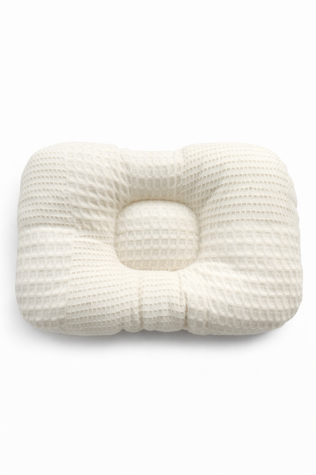 Krem Waffle Düzleşme Önleyici Bebek Kafa Yastığı – Ortopedik Orta Çukurlu