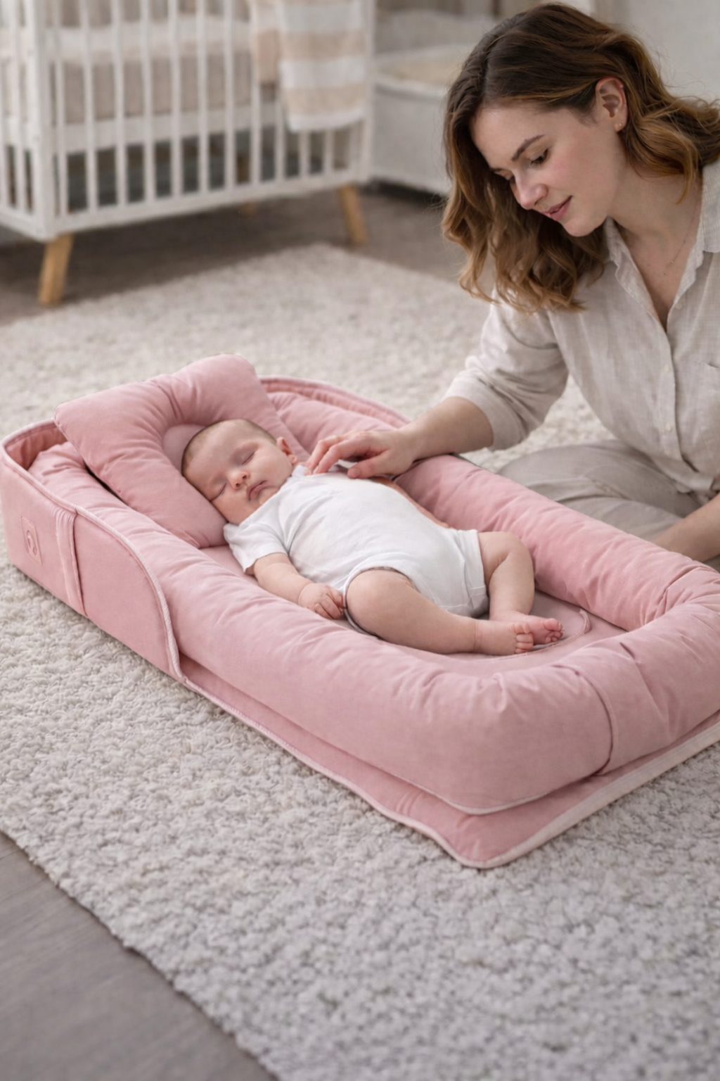 Pudra Babynest Lüx Taşınabilir Çantalı Bebek Yuvası-Yatağı Babynest , Seyahatte, Araçta, Otelde…