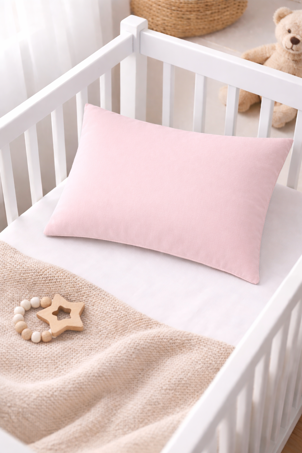 Pudra Pembe 45×35 cm Bebek Yastığı ve Yastık Kılıfı Seti