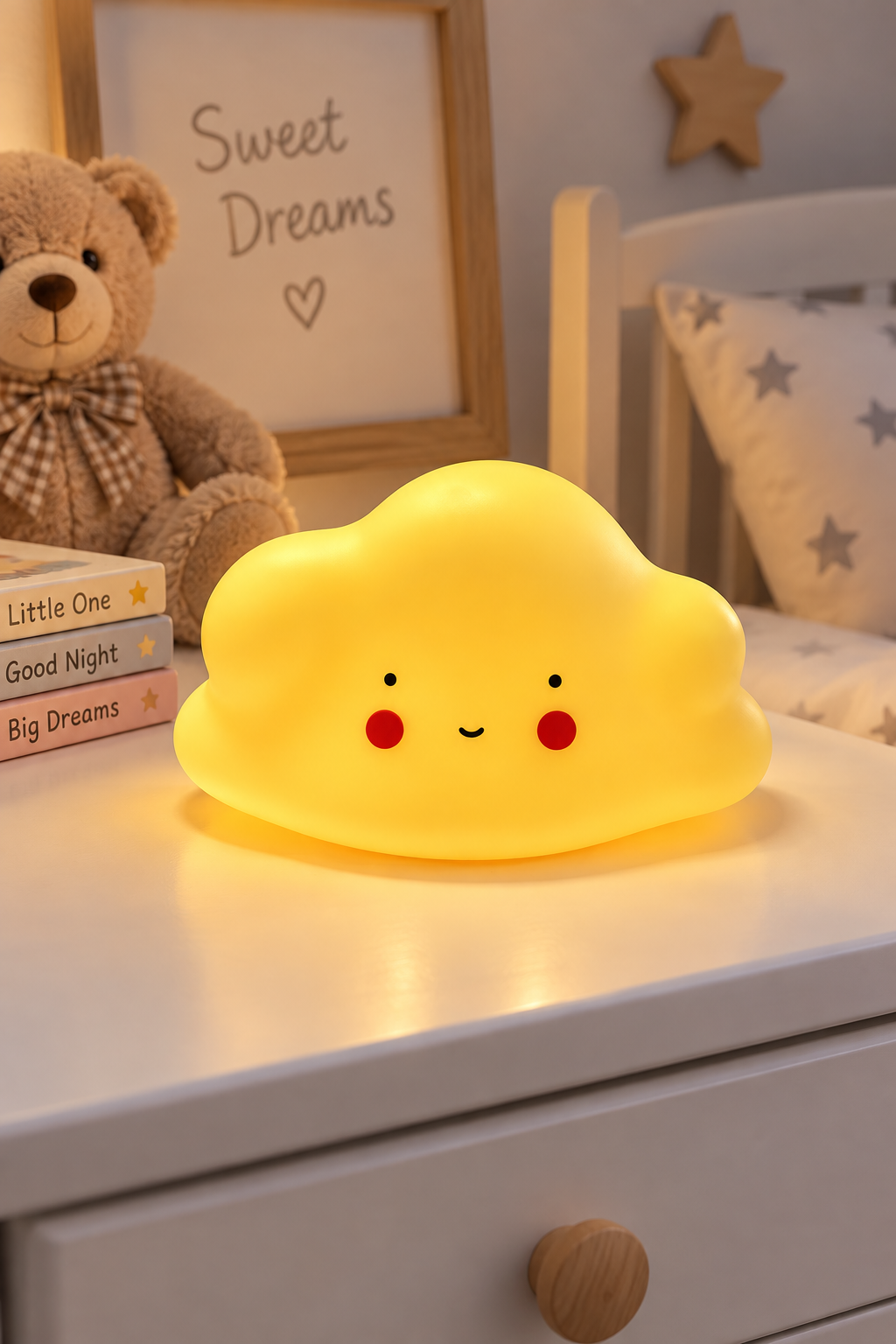 Sevimli Bulut LED Gece Lambası 15x9 cm – Pilli Çocuk ve Bebek Odası Aydınlatması