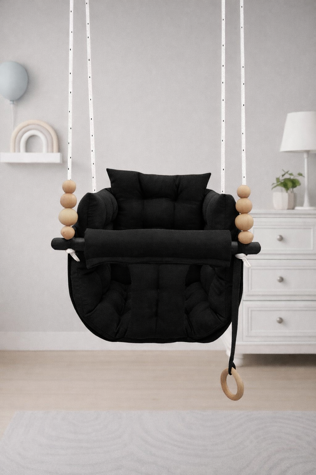 Siyah Pofuduk Çocuk Salıncak - Bebek - Çocuk Salıncağı