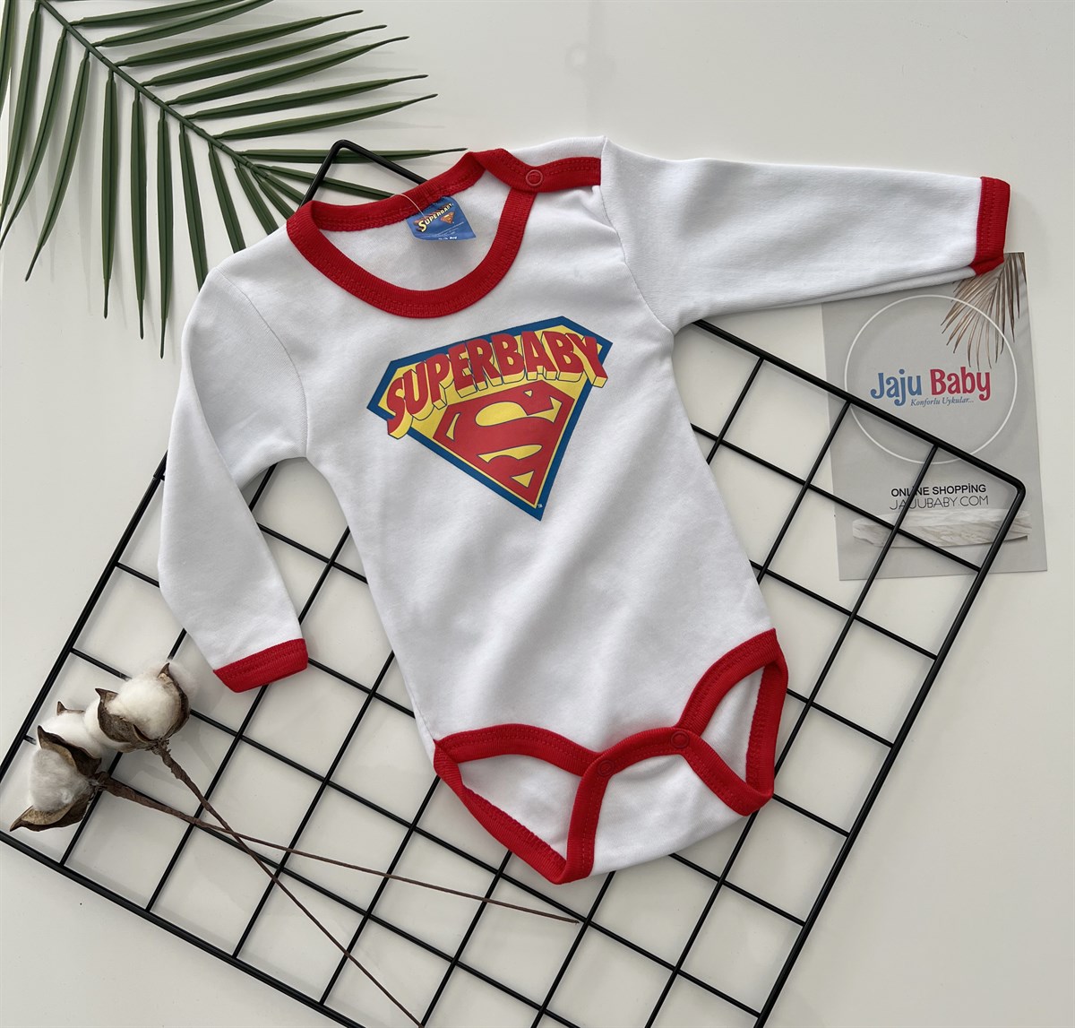 Süperman Beyaz Lisanslı Uzun Kol Body