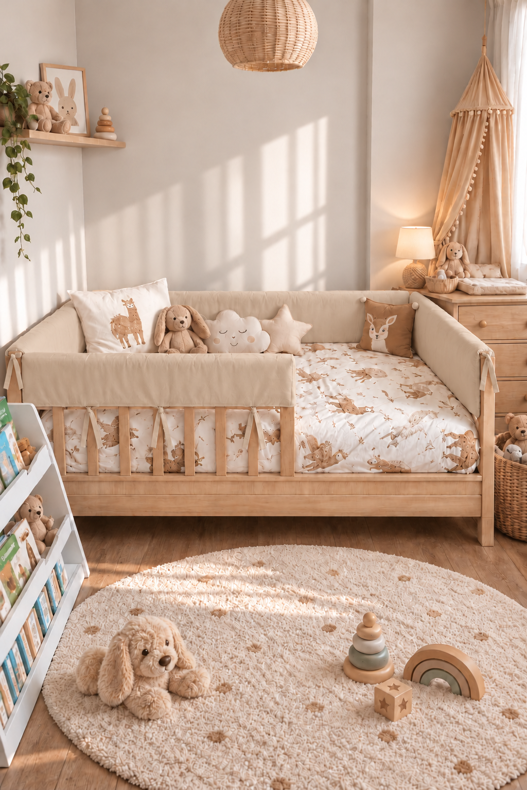Tam Koruma Kapiçino Renk Özel Ölçü Montessori / Beşik Koruyucu