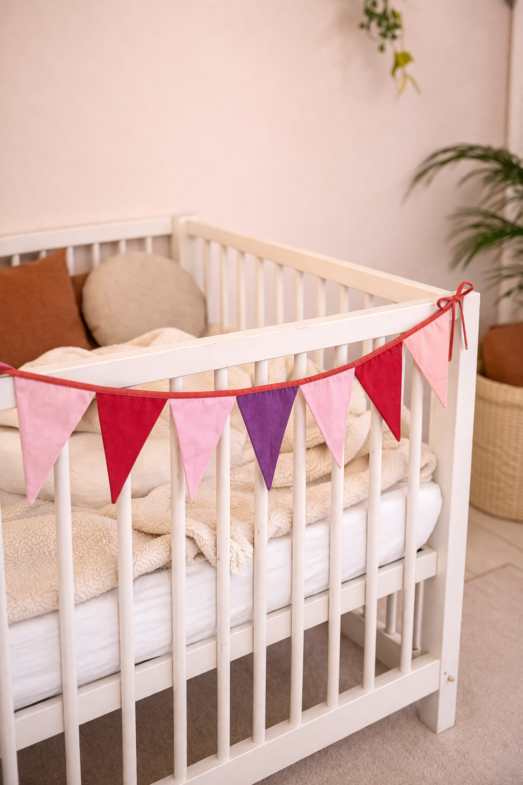 Tr 8 Parça Kumaş Flama Bayrak Bebek Odası Duvar Süsü – Dekoratif Beşik Süsü Renkli Kumaş Banner