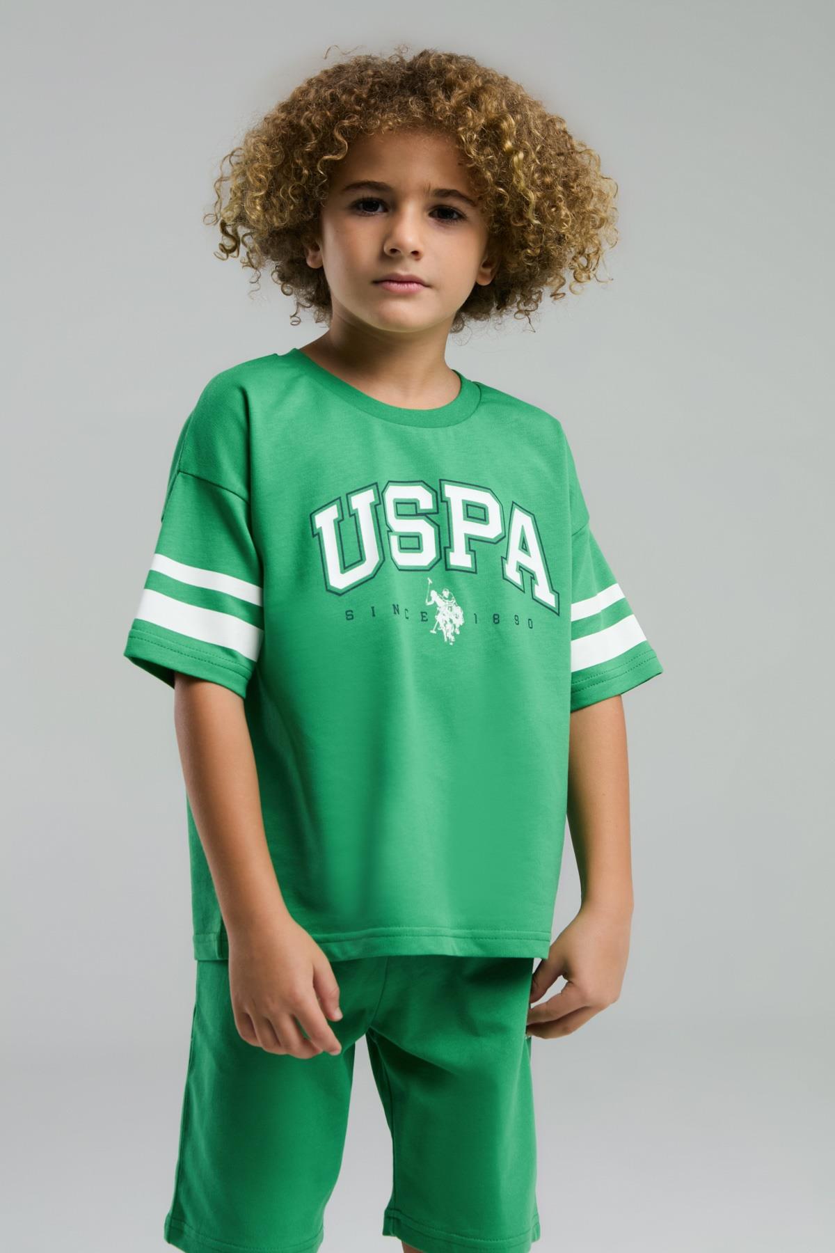 U.S. Polo Assn. Erkek Çocuk Yeşil Bermuda Takım US2022