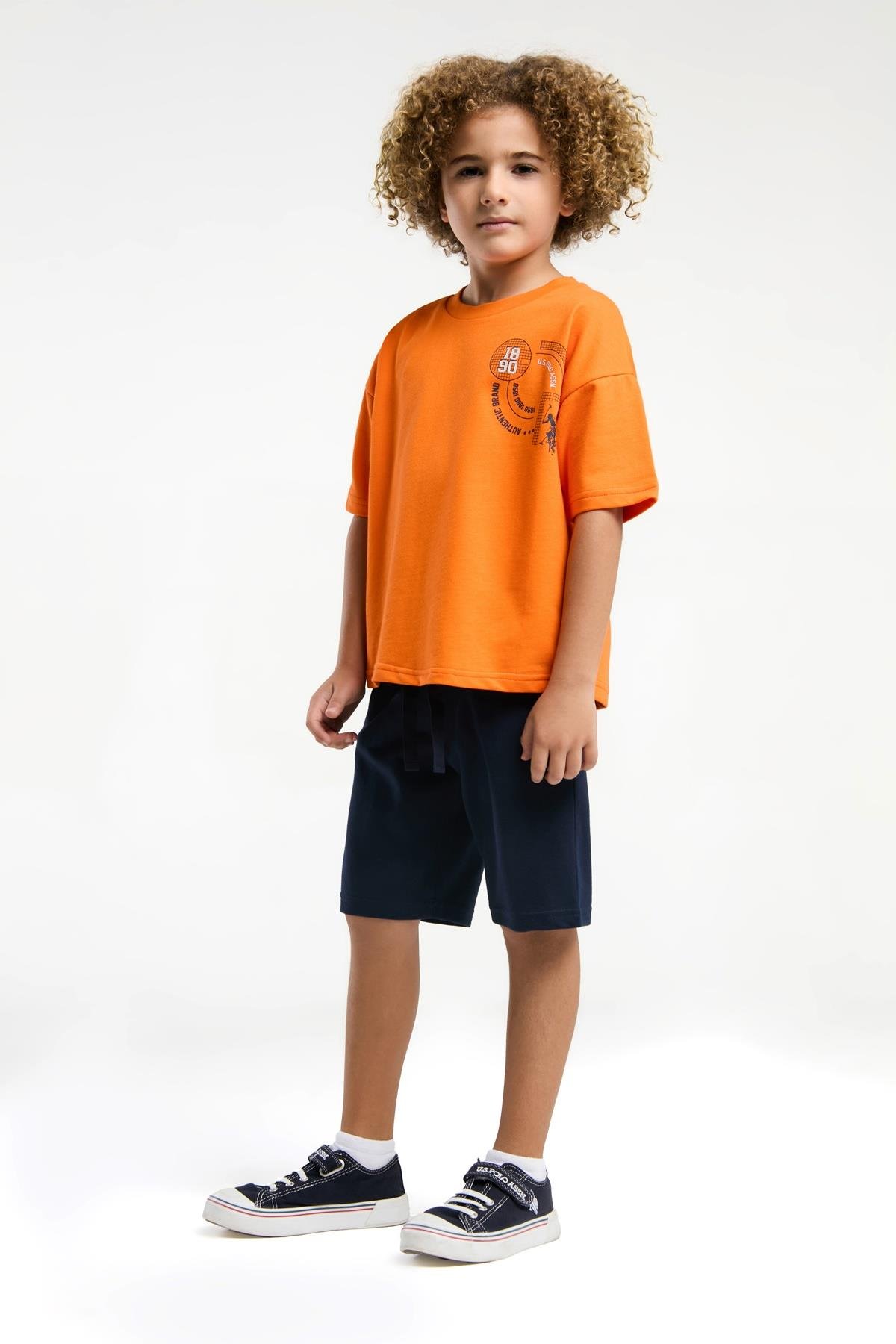 U.S. Polo Assn. Erkek Çocuk Turuncu Bermuda Takım US2053 