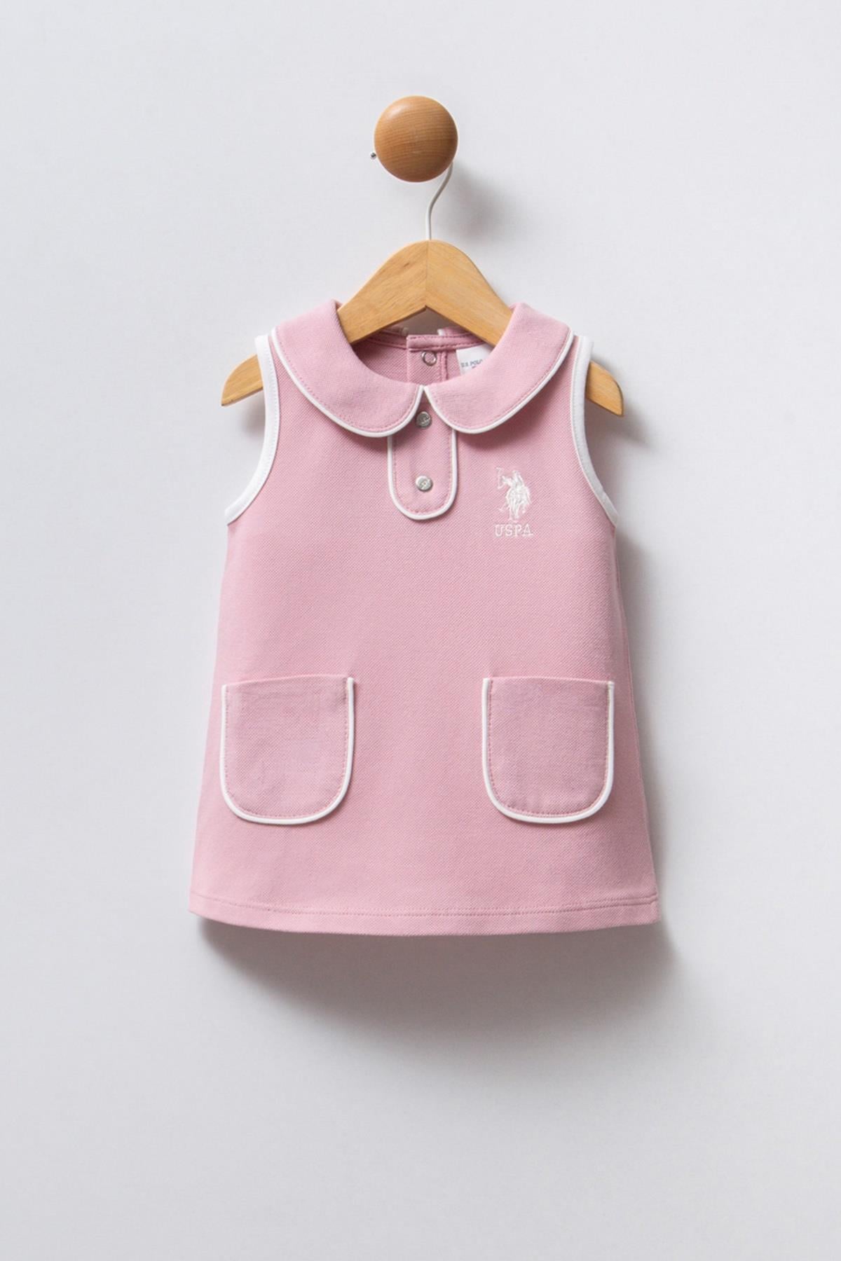 U.S. Polo Assn. Kız Bebek Soft Pembe Elbise USB2408 - V4 