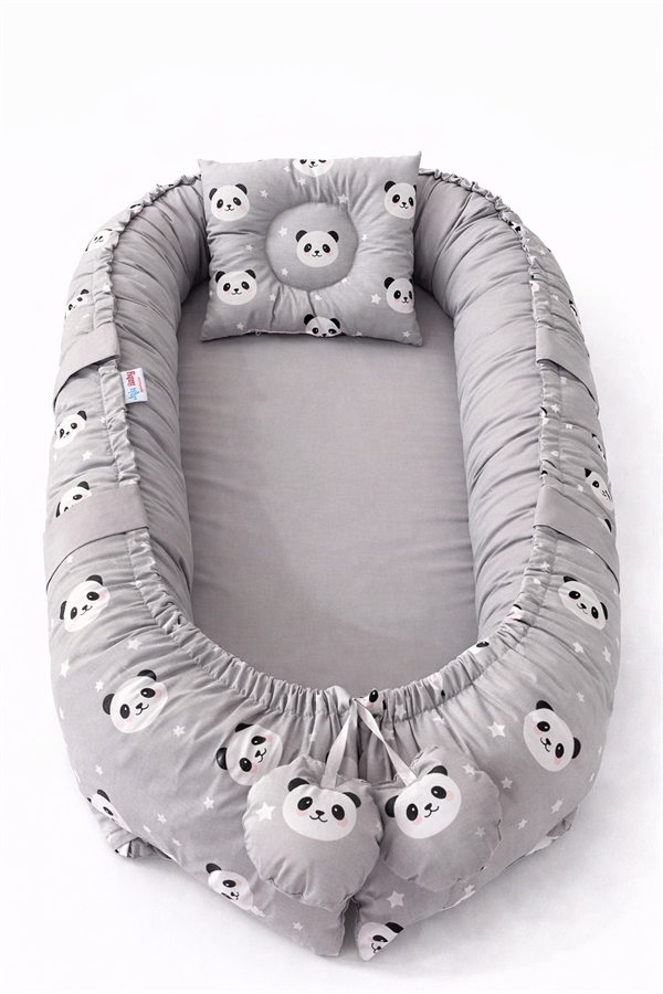 Jaju Baby Gri Panda Lüx Tasarım Ortopedik Babynest