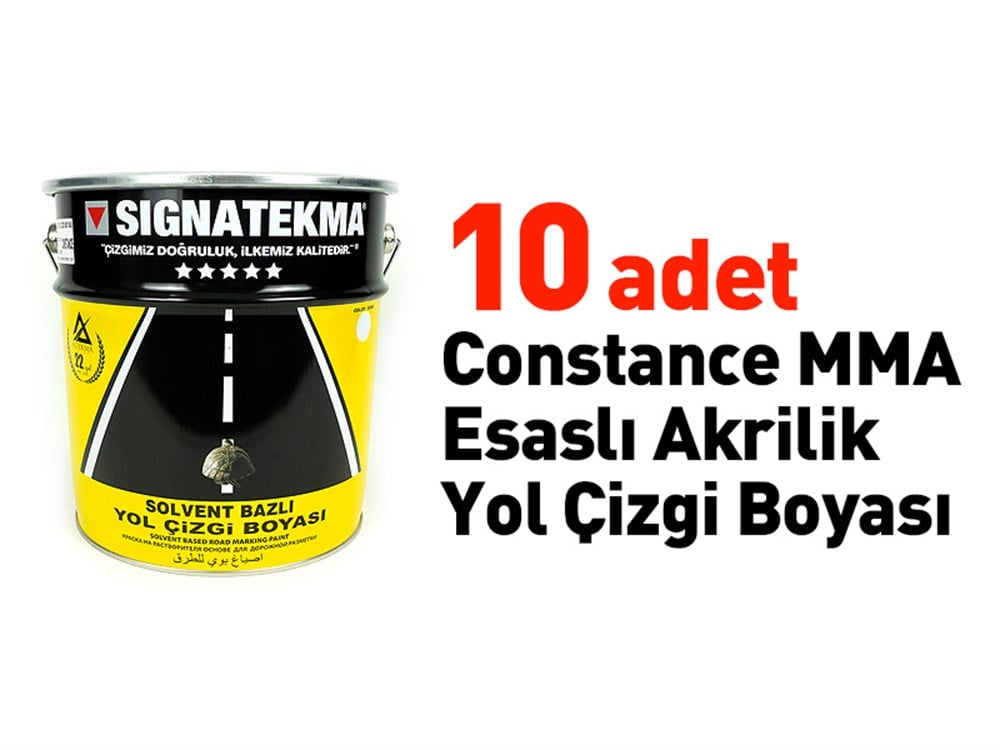 10`lu Constance MMA Esaslı Akrilik Yol Çizgi Boyası, Şerit Boyası 25 kg Sarı