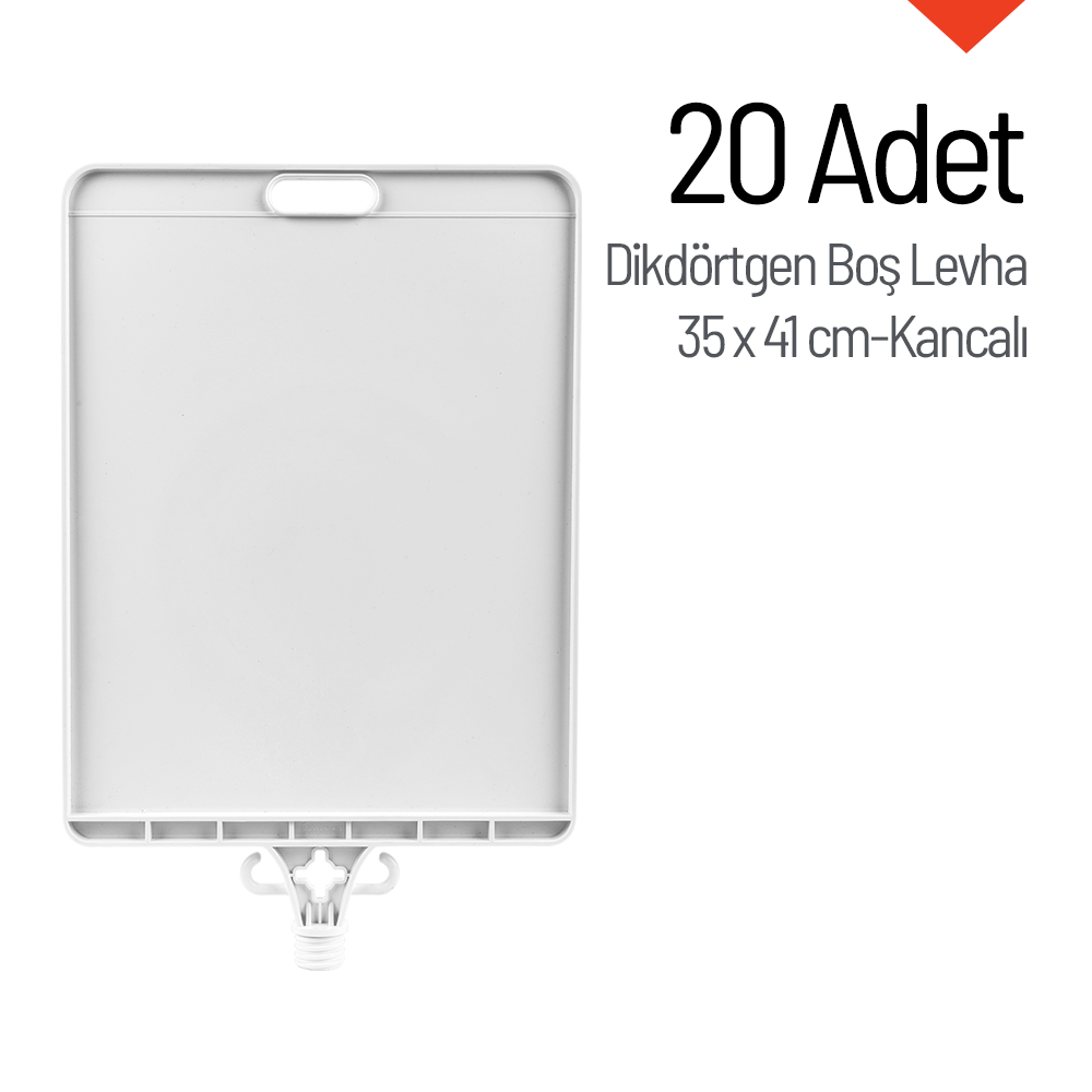 20 Adet Kancalı Dikdörtgen Boş Levha 35x41 cm