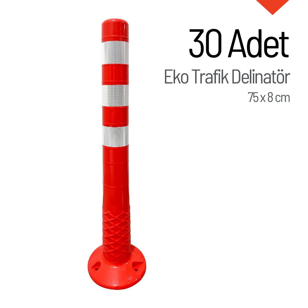 30 Adet Eko Trafik Delinatör 75 x 8 cm Esnek Duba