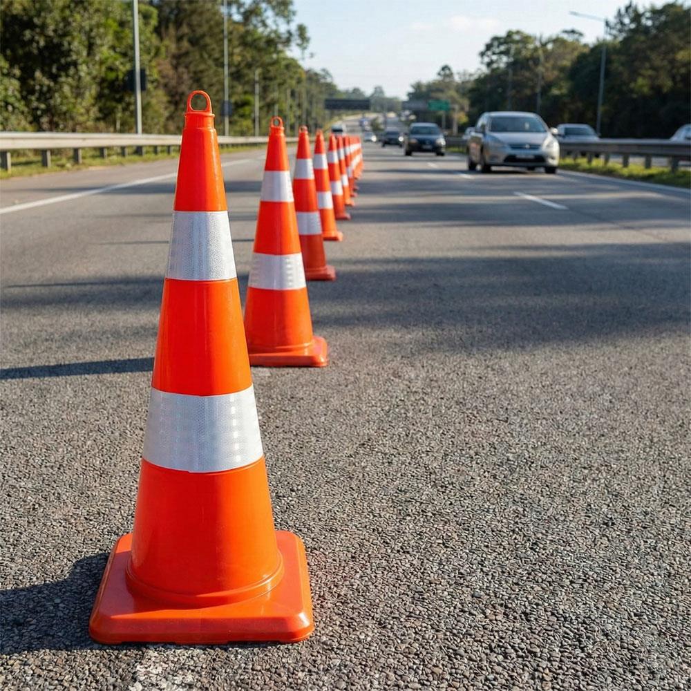 50 Adet PVC Trafik Konisi 90 cm Çift Reflektifli Trafik Dubası Seti