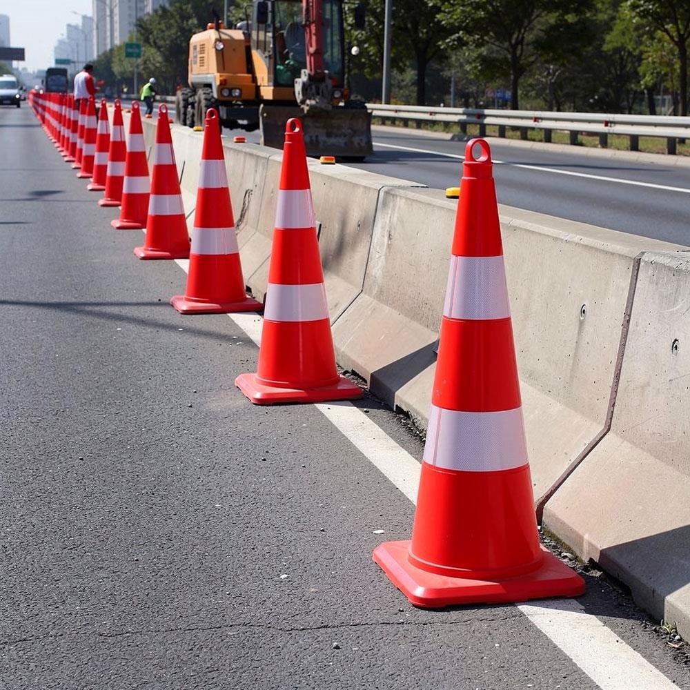 50 Adet TPE Trafik Konisi 90 cm Çift Reflektifli Trafik Dubası Seti