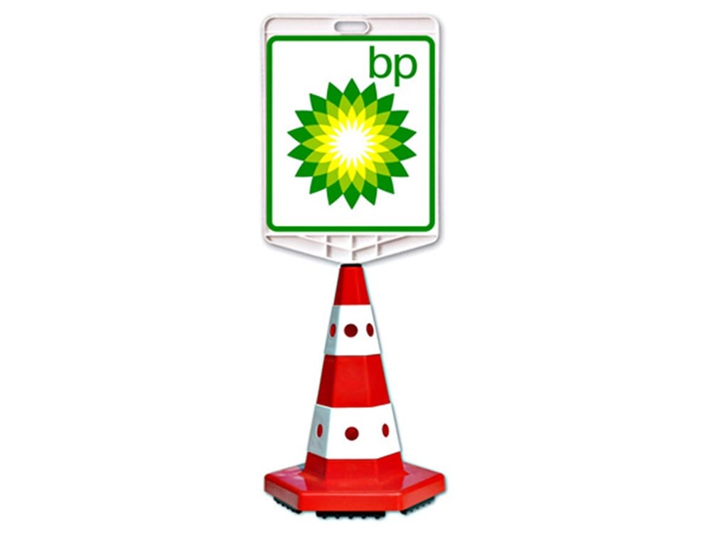 BP Logo Çift Taraf Baskı Trafik Koni Seti Trafik Dubası